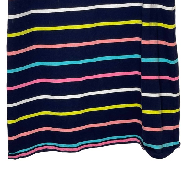 Crown & Ivy Ruffle V-Neck Navy Striped Sleeveless Dress Casual Career Job Medium - Picture 5 of 8